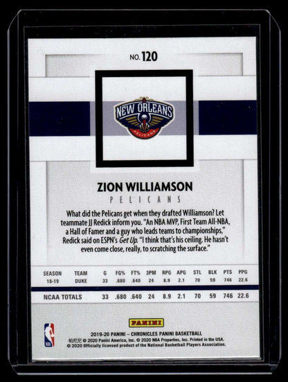 2019-20 Panini Chronicles #120 Zion Williamson