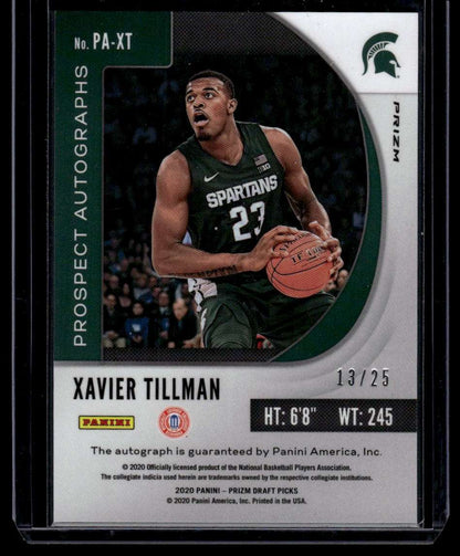 2020 Panini Prizm Draft Picks Collegiate #22 Xavier Tillman Mojo #/25