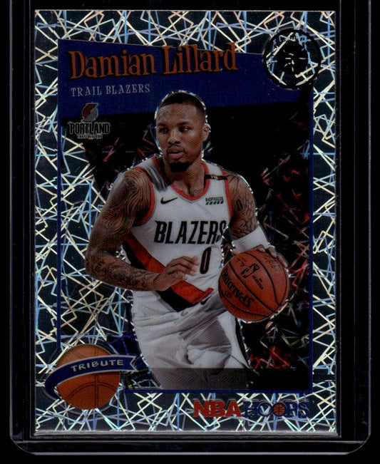 2019-20 Hoops Premium Stock #291 Damian Lillard Prizms Silver Laser