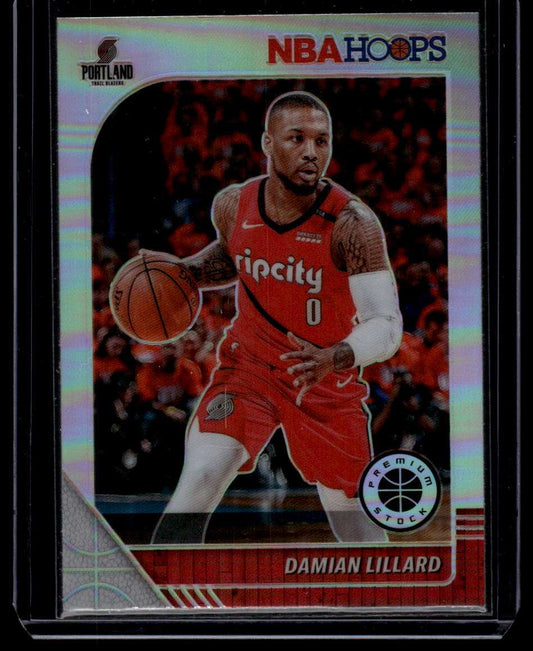 2019-20 Hoops Premium Stock #157 Damian Lillard Prizms Silver