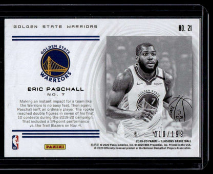 2019-20 Panini Illusions #21 Eric Paschall Instant Impact Sapphire #/199