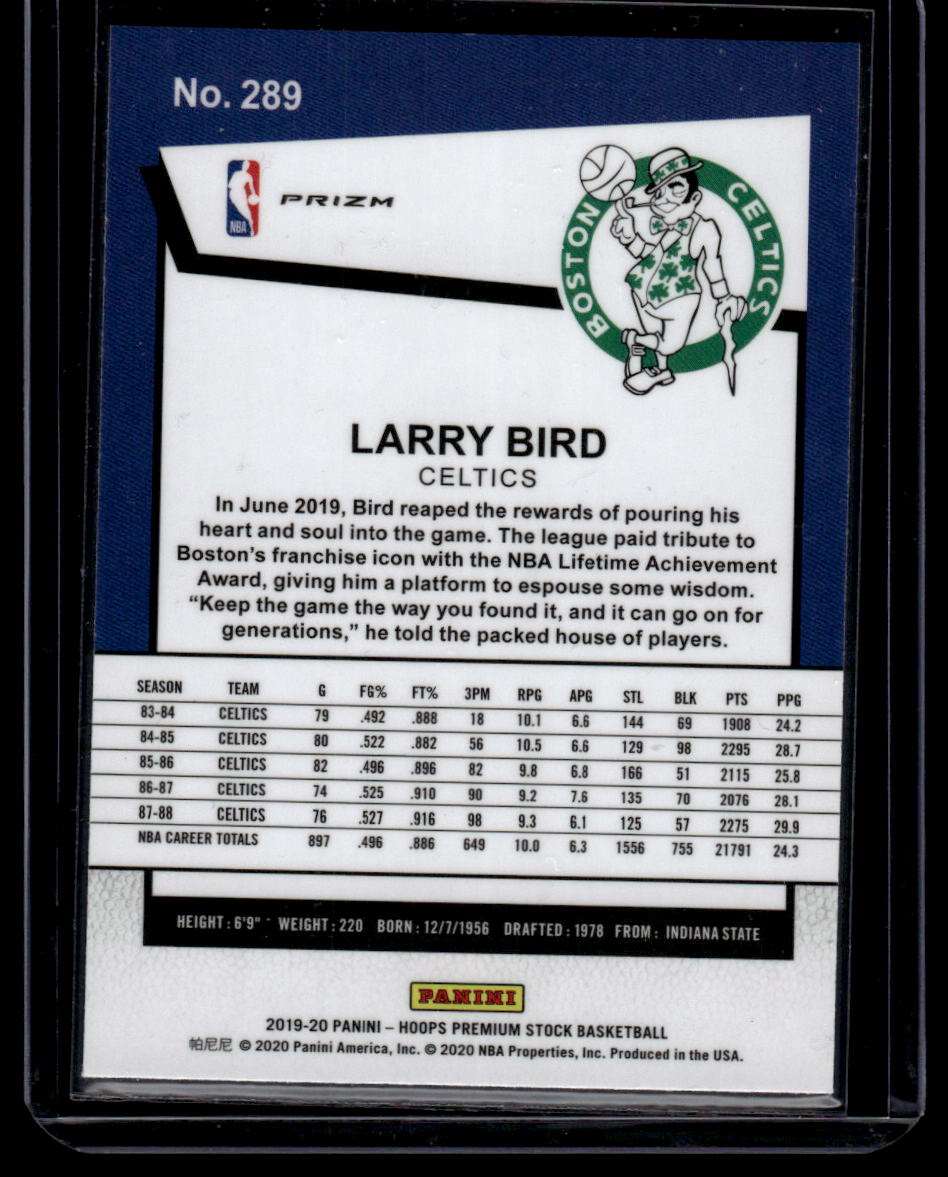 2019-20 Hoops Premium Stock #289 Larry Bird Prizms Silver Laser