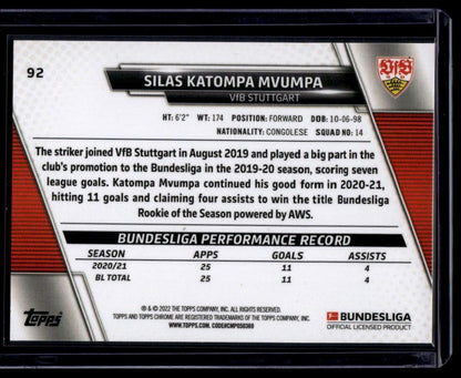 2021-22 Topps Chrome Bundesliga #92 Silas Katompa Mvumpa