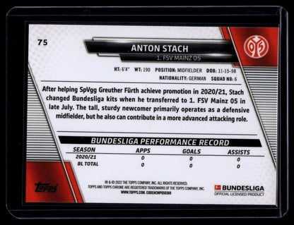 2021-22 Topps Chrome Bundesliga #75 Anton Stach