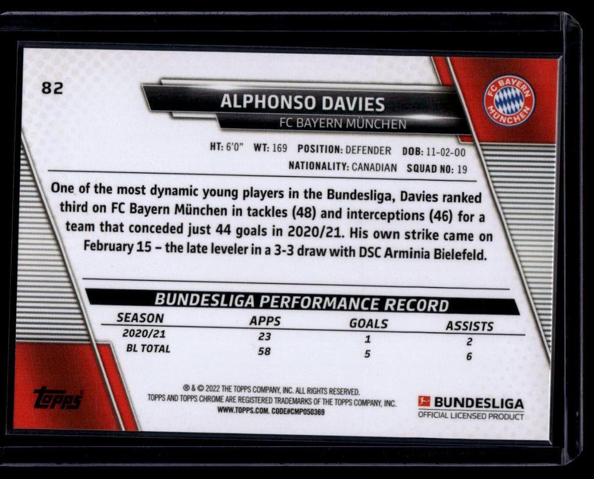 2021-22 Topps Chrome Bundesliga #82 Alphonso Davies