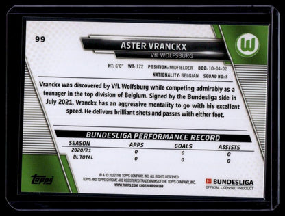 2021-22 Topps Chrome Bundesliga #99 Aster Vranckx