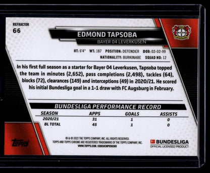 2021-22 Topps Chrome Bundesliga #66 Edmond Tapsoba Refractors