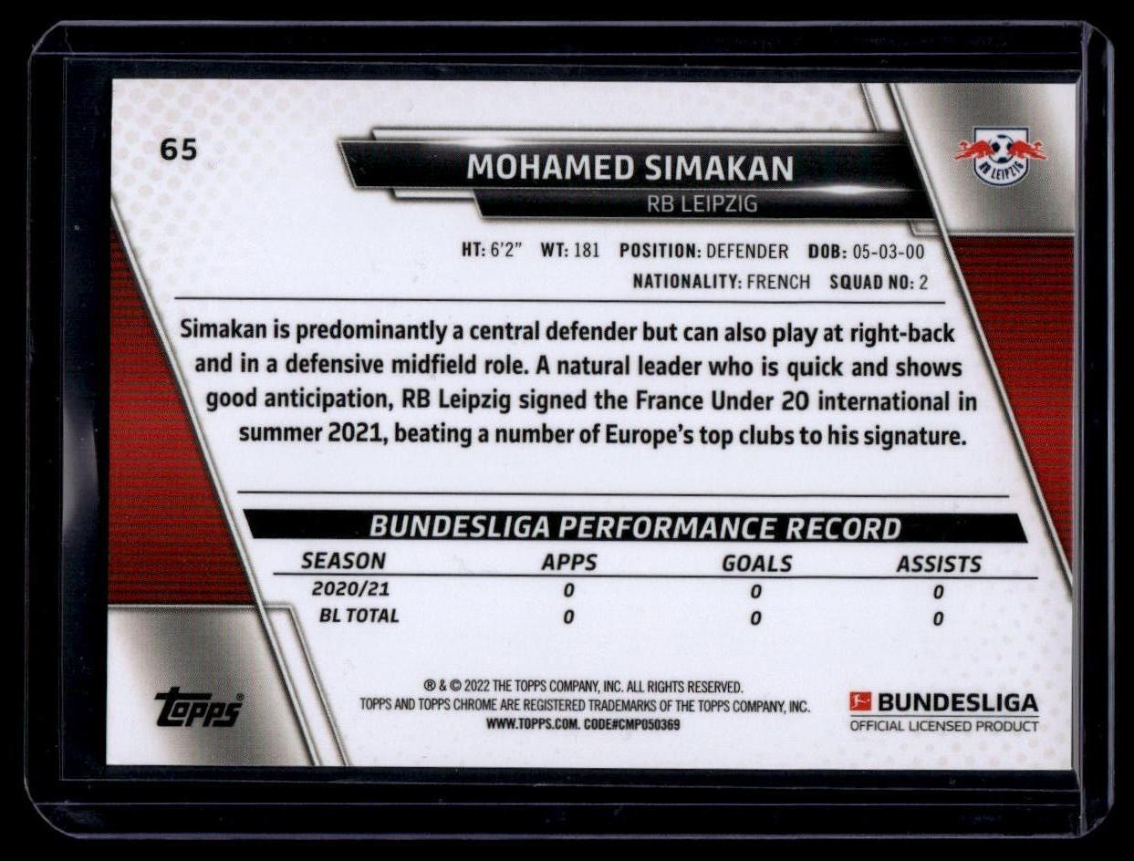 2021-22 Topps Chrome Bundesliga #65 Mohamed Simakan