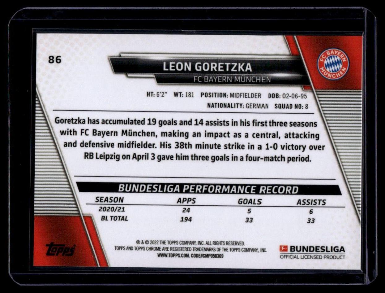 2021-22 Topps Chrome Bundesliga #86 Leon Goretzka