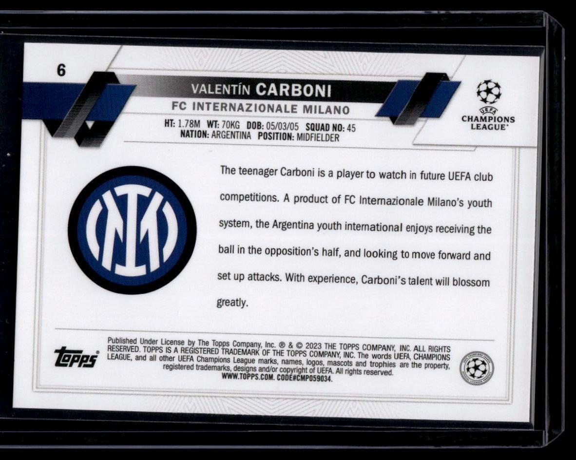 2022-23 Topps UEFA Club Competitions #6 Valentín Carboni