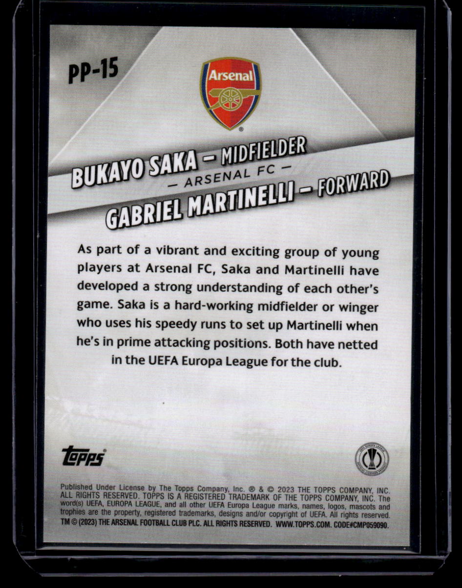 2022-23 Topps UEFA C. C. Bukayo Saka / Gabriel Martinelli Premium Partnerships