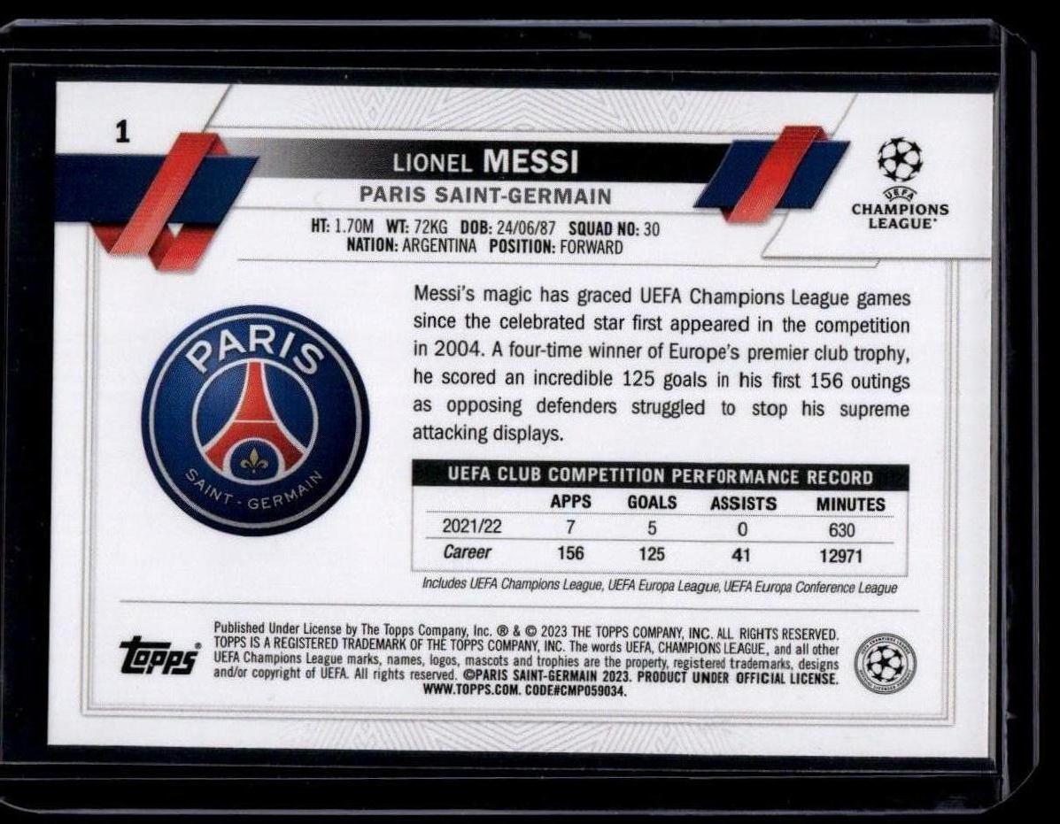 2022-23 Topps UEFA Club Competitions #1 Lionel Messi