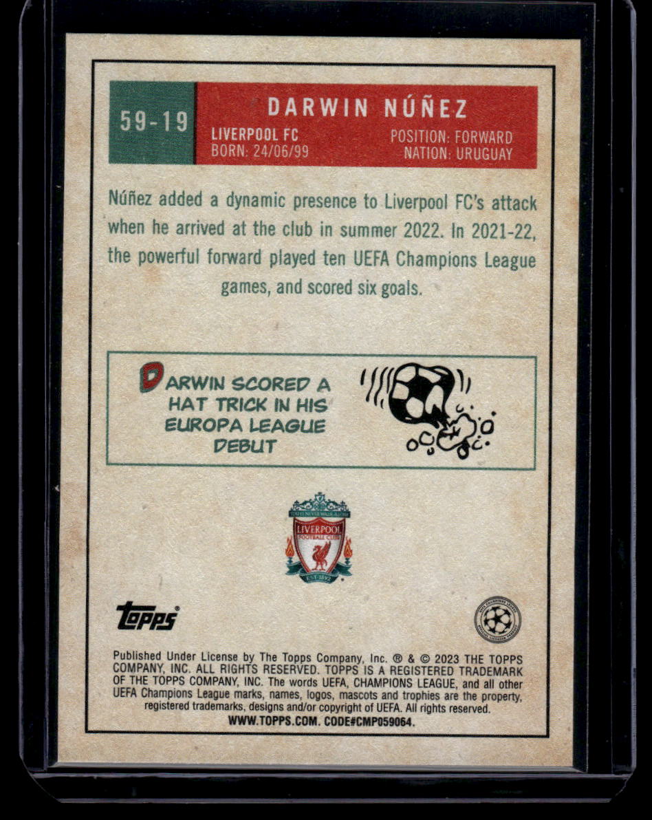 2022-23 Topps UEFA Club Competitions #59-19 Darwin Núñez 1959 Topps