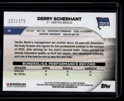 2022-23 Topps Chrome Bundesliga #10 Derry Scherhant Aqua Bubble Refractor #/275