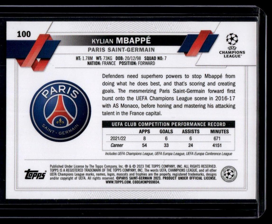 2022-23 Topps UEFA Club Competitions #100 Kylian Mbappé