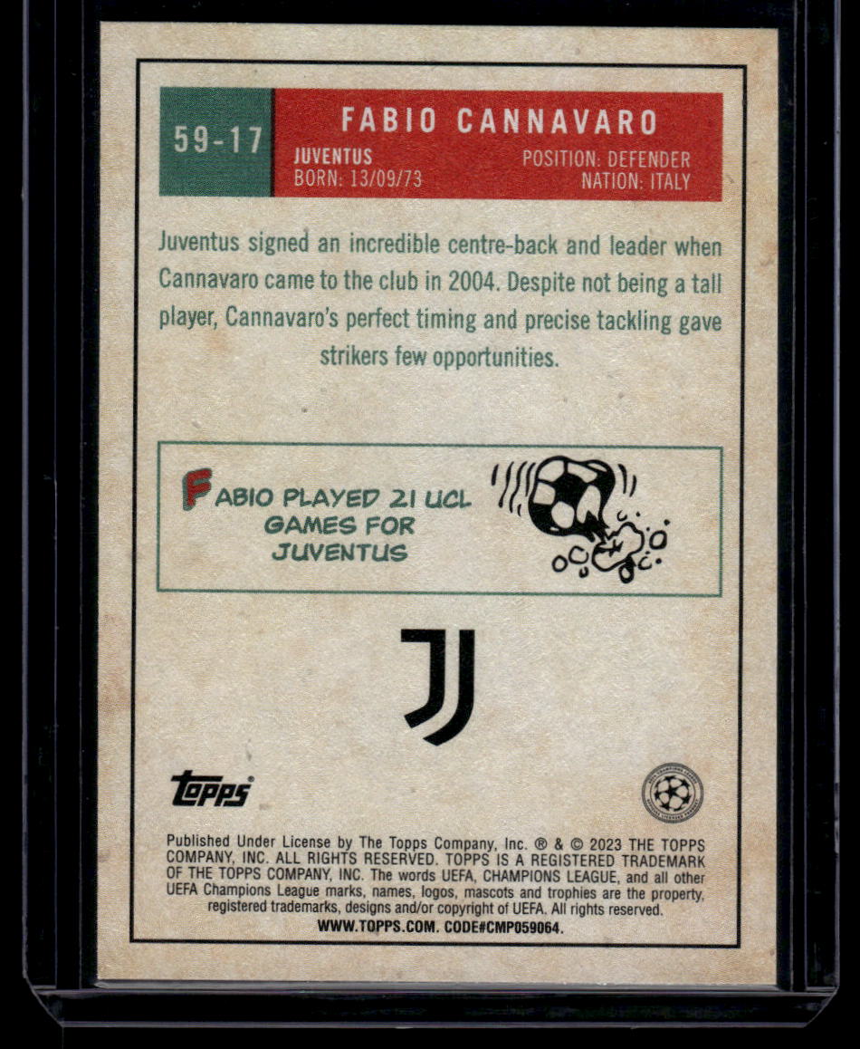 2022-23 Topps Chrome UEFA Club Competitions #59-17 Fabio Cannavaro 1959 Topps