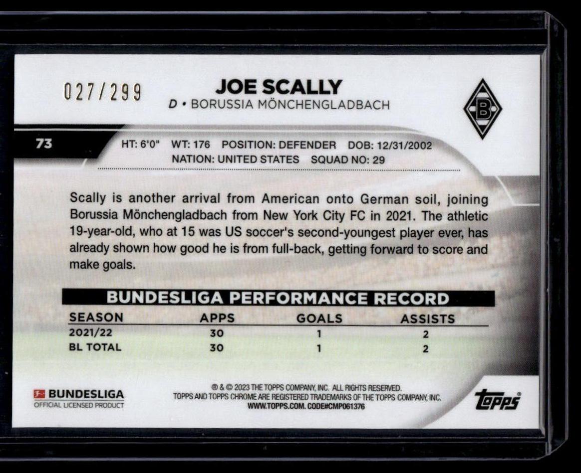 2022-23 Topps Chrome Bundesliga #73 Joe Scally Purple Refractor #/299