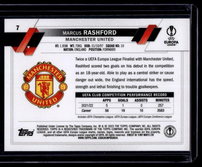 2022-23 Topps UEFA Club Competitions #7 Marcus Rashford