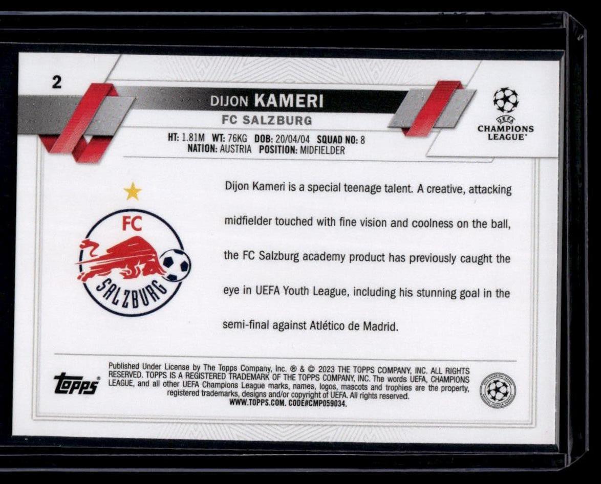 2022-23 Topps UEFA Club Competitions #2 Dijon Kameri