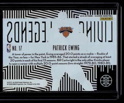 2019-20 Panini Illusions #17 Patrick Ewing Living Legends Sapphire