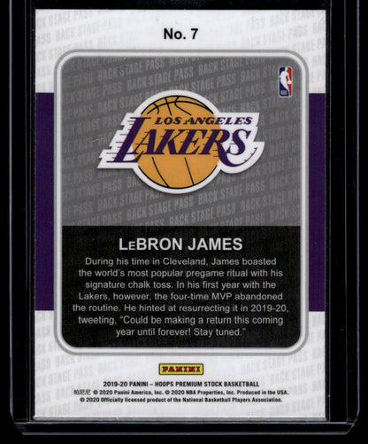 2019-20 Hoops Premium Stock #7 LeBron James Backstage Pass