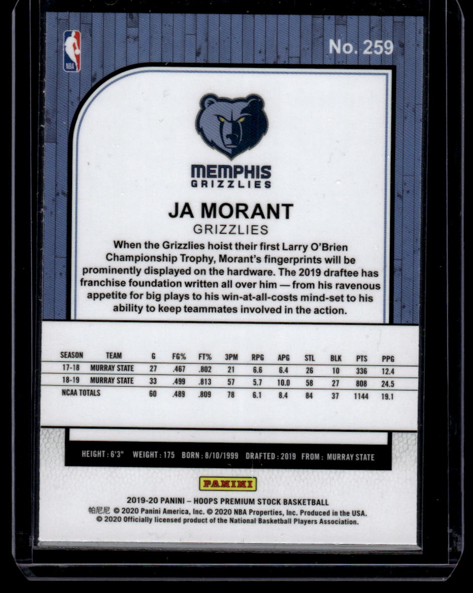 2019-20 Hoops Premium Stock #259 Ja Morant