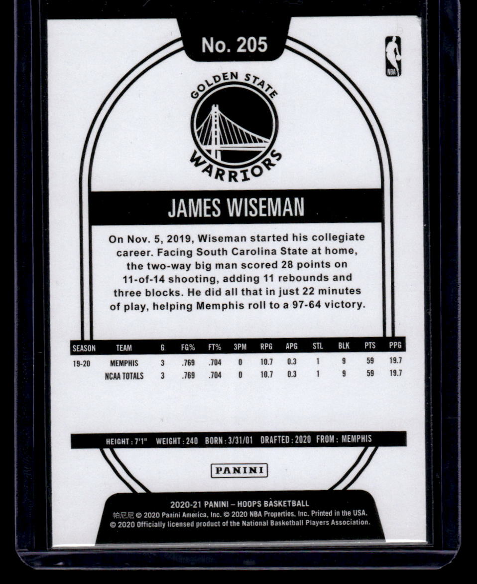 2020-21 Hoops #205 James Wiseman