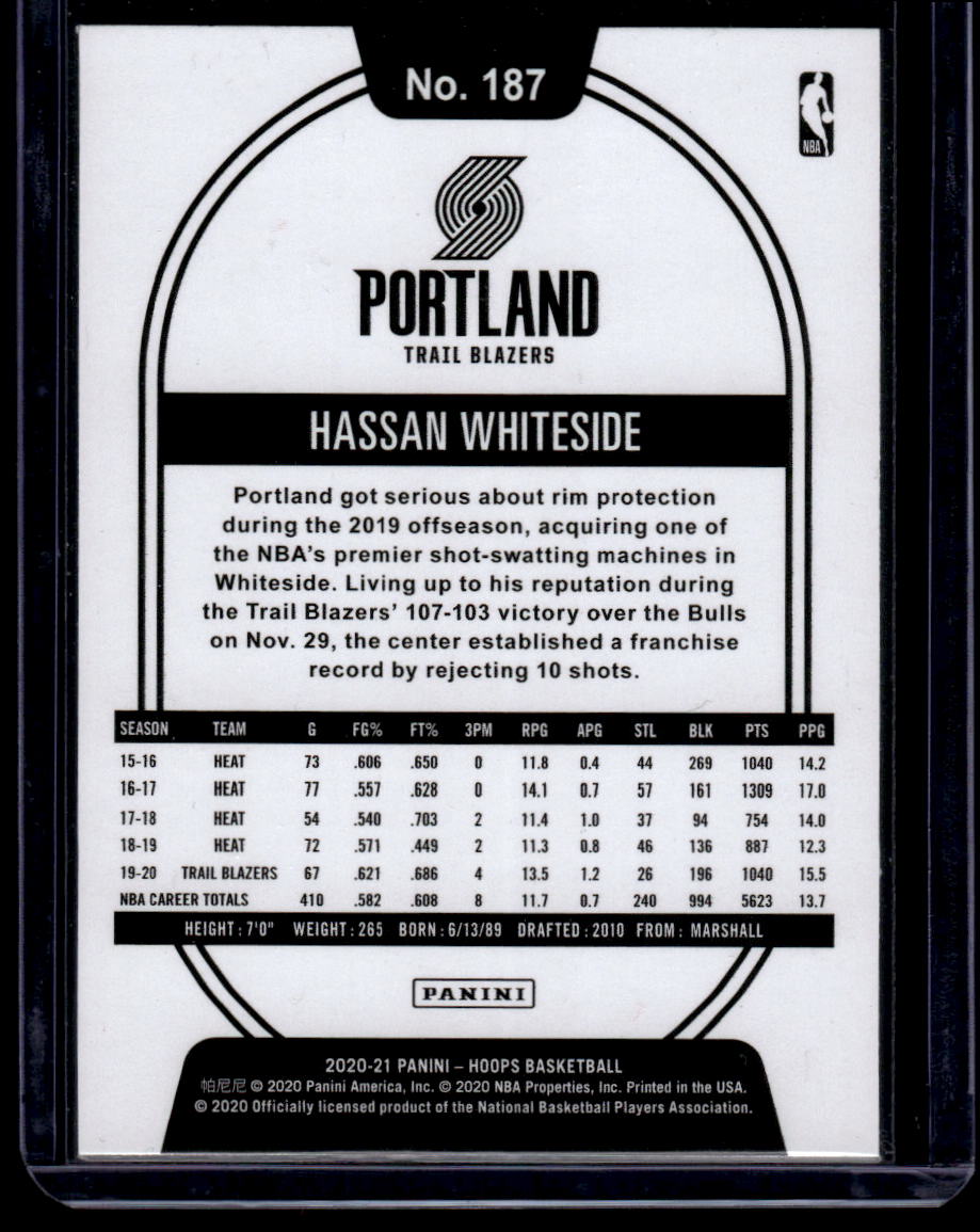 2020-21 Hoops #187 Hassan Whiteside Purple