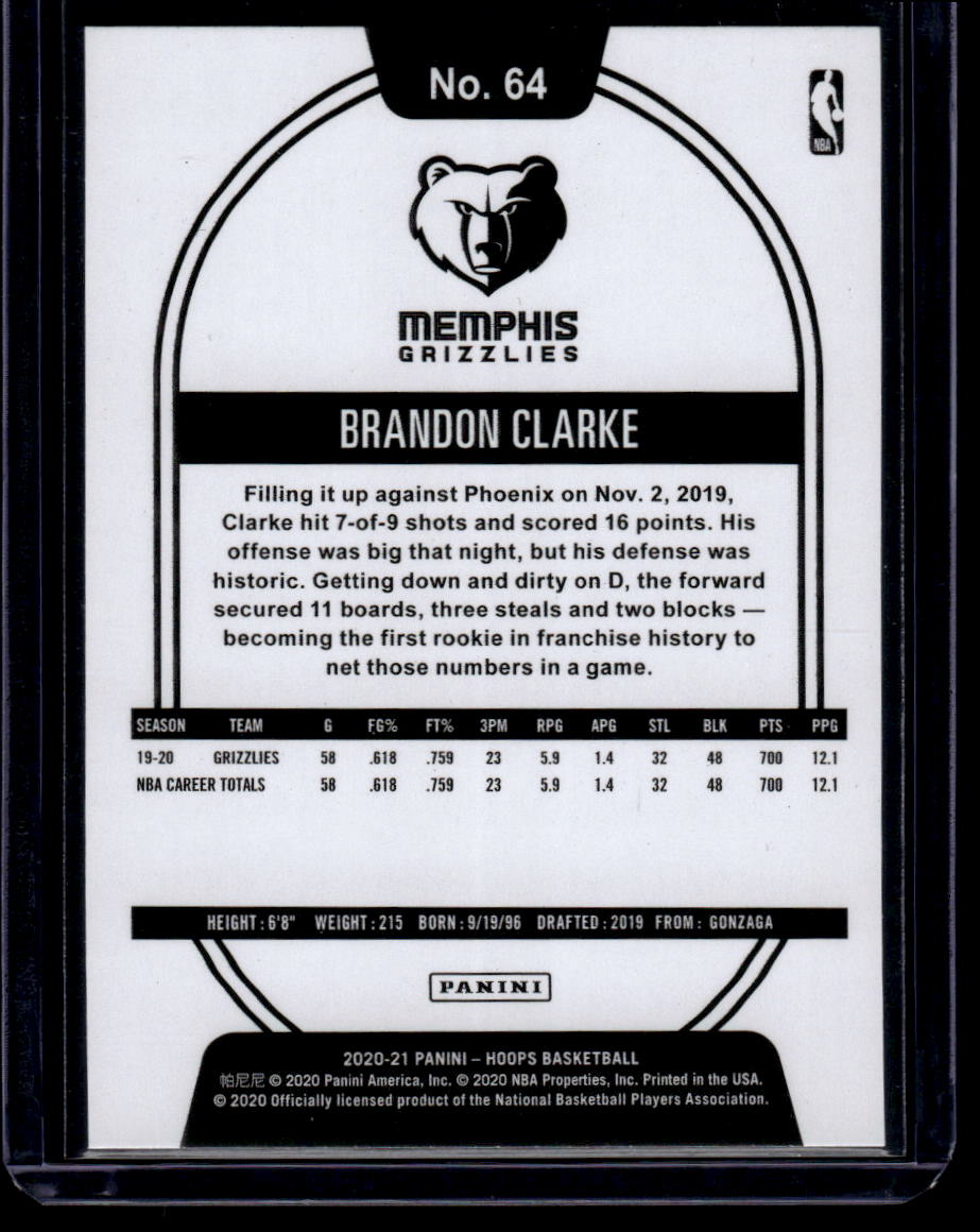 2020-21 Hoops #64 Brandon Clarke