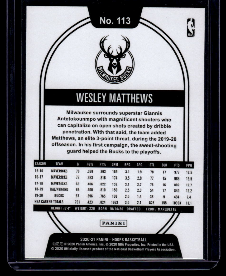 2020-21 Hoops #113 Wesley Matthews