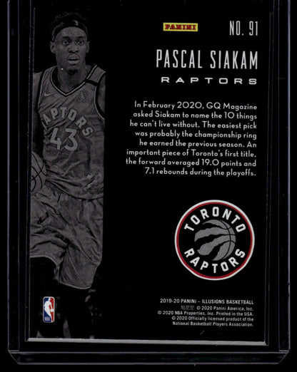 2019-20 Panini Illusions #91 Pascal Siakam