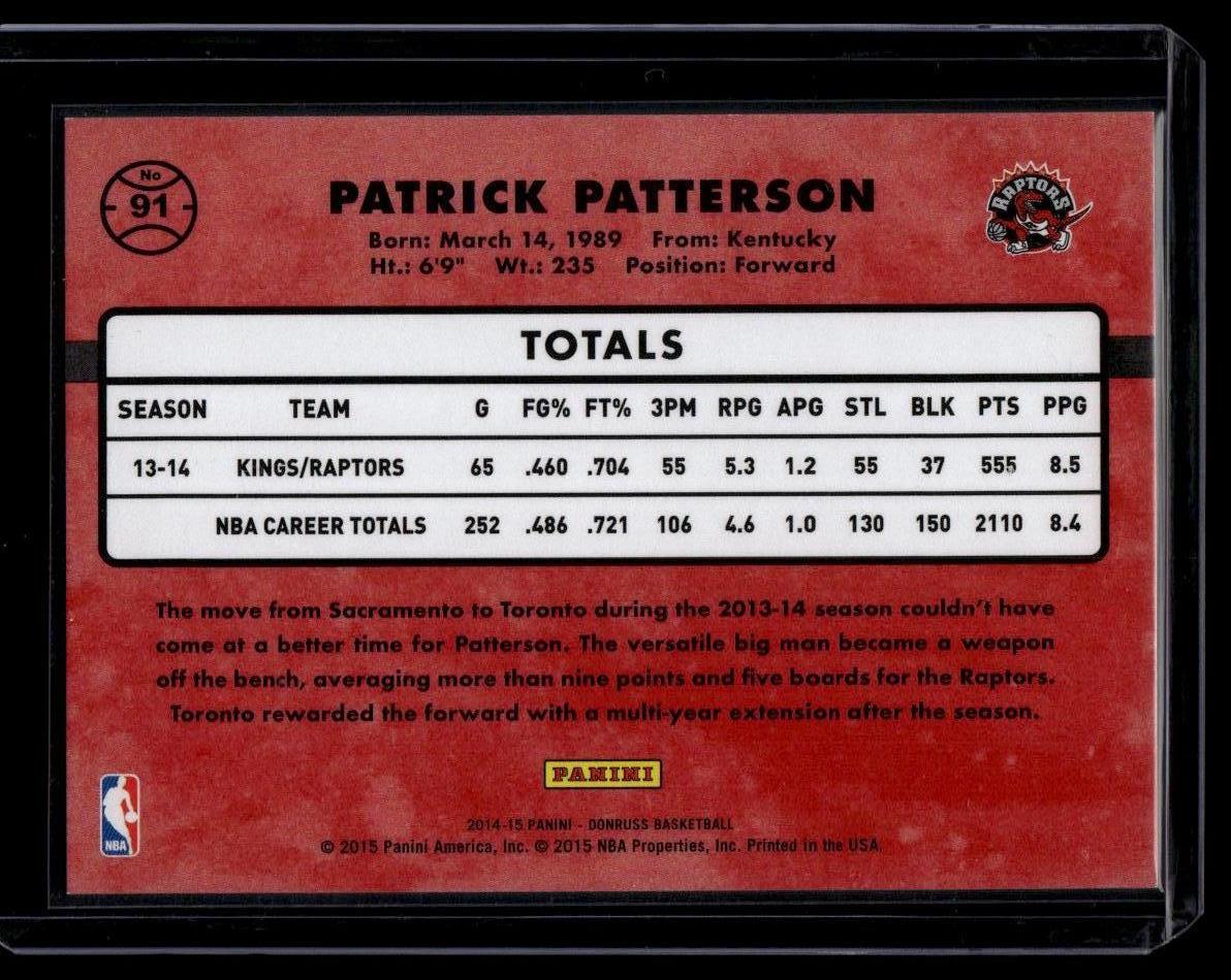 2014-15 Donruss #91 Patrick Patterson Stat Line Season #/460