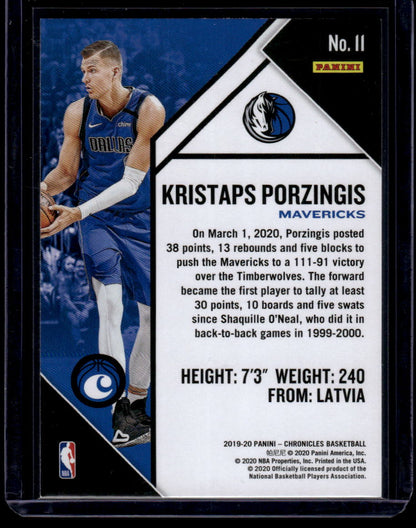 2019-20 Panini Chronicles #11 Kristaps Porzingis