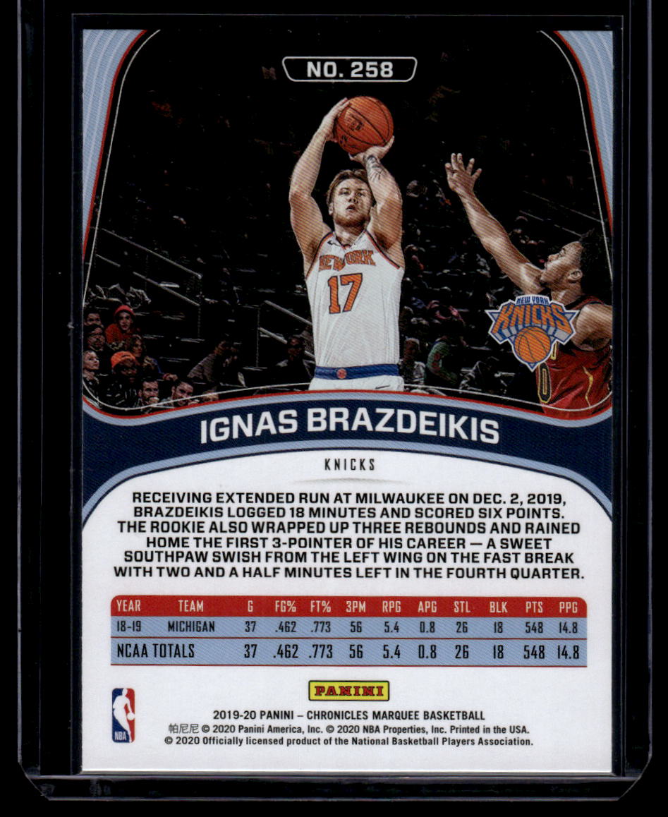 2019-20 Panini Chronicles #258 Ignas Brazdeikis